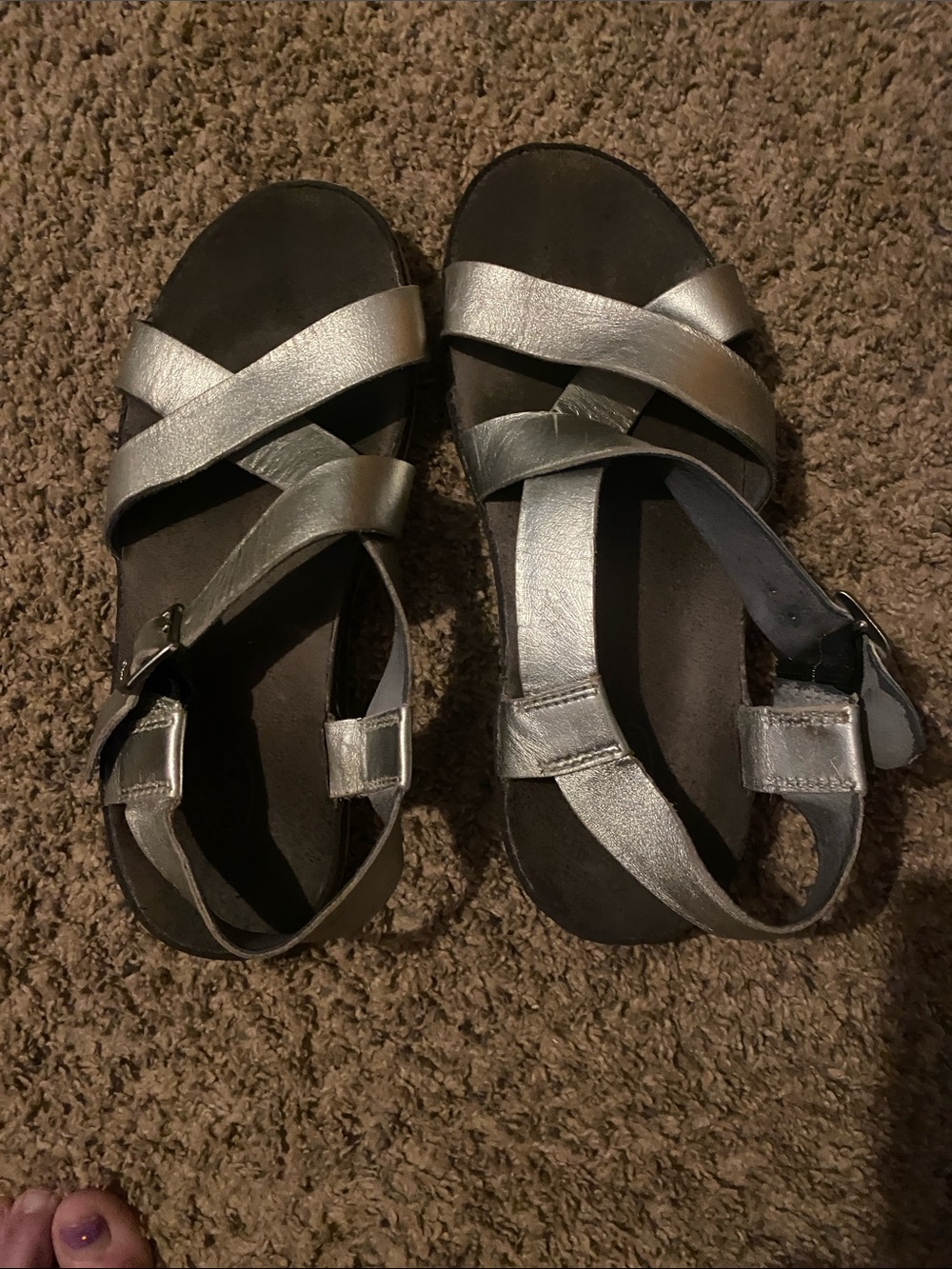 Chaco Kids Metallic Silver Crisscross Sandals